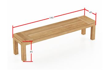 Bænk i genbrugs teaktræ L140xH45xD40cm